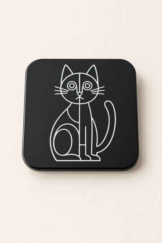 Minimal Kedi Figürlü Bardak Altlığı