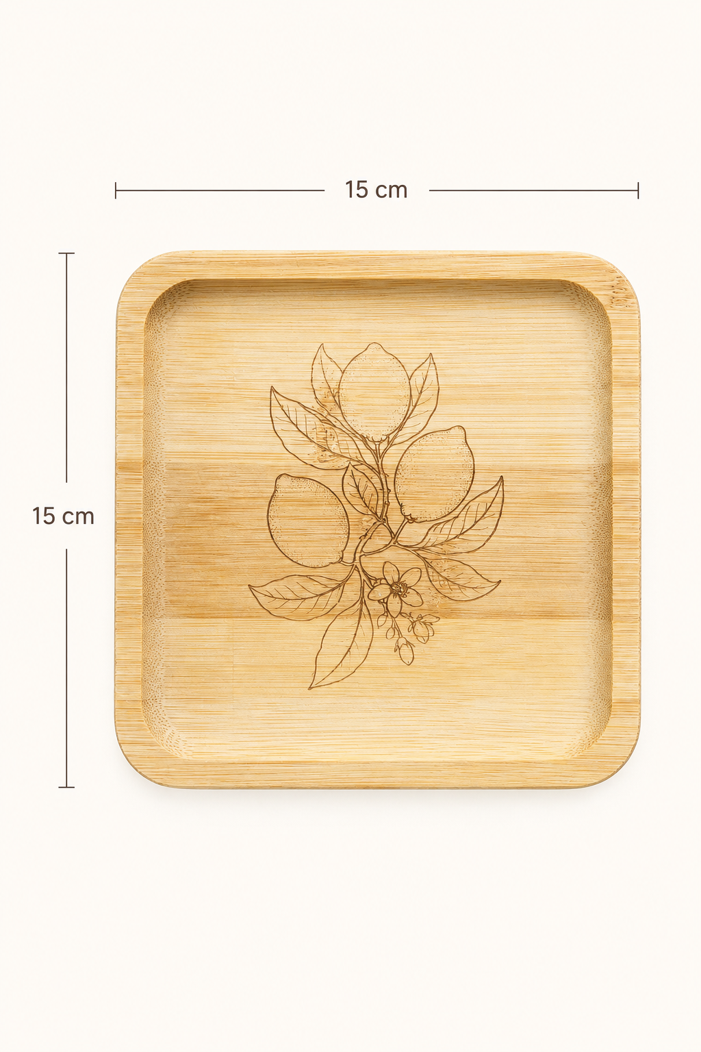 Classic Limon Dalı Bambu Meyve Tabağı - 15x15