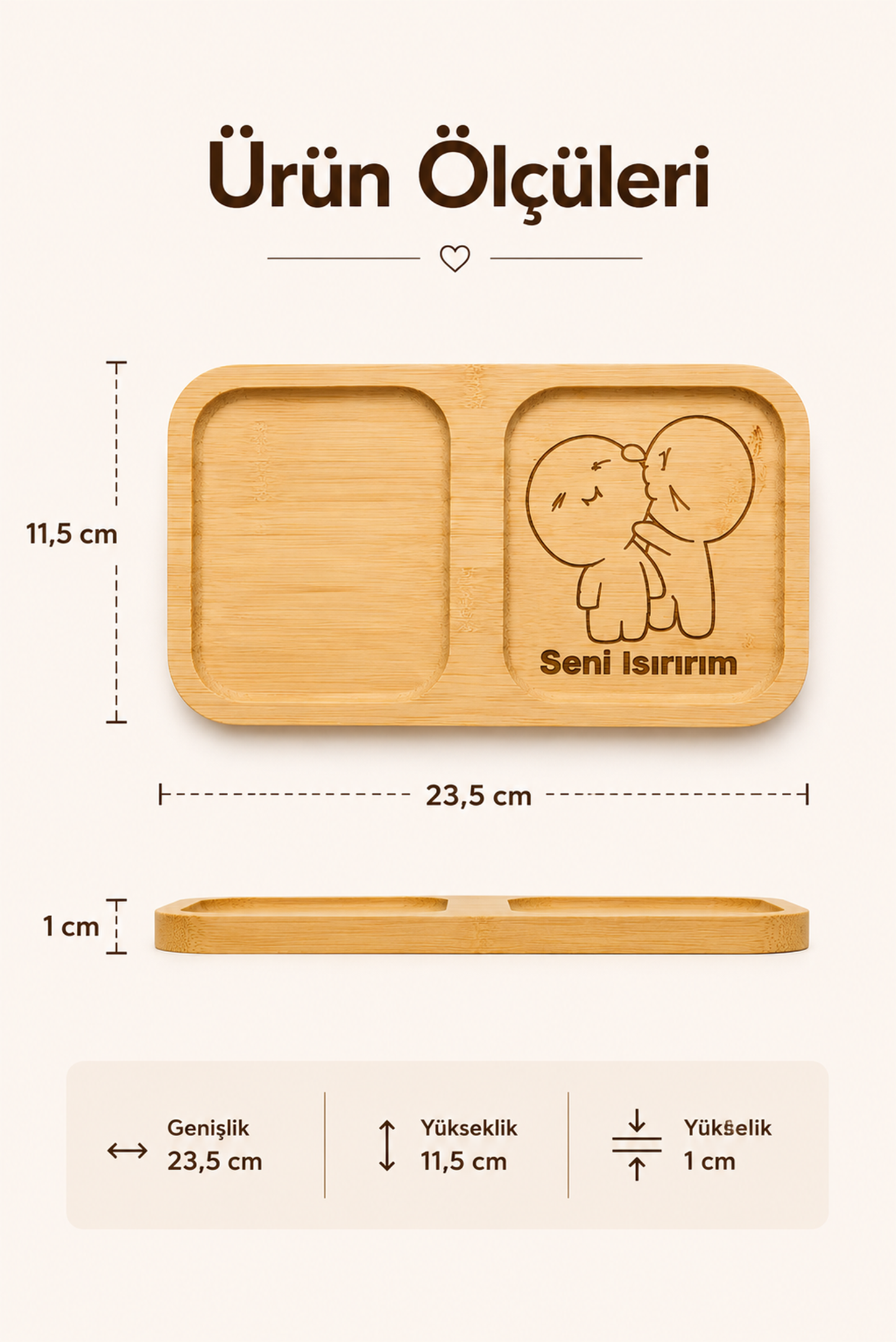 "Seni Isırırım" Yazılı Bambu Kahve Sunumluğu