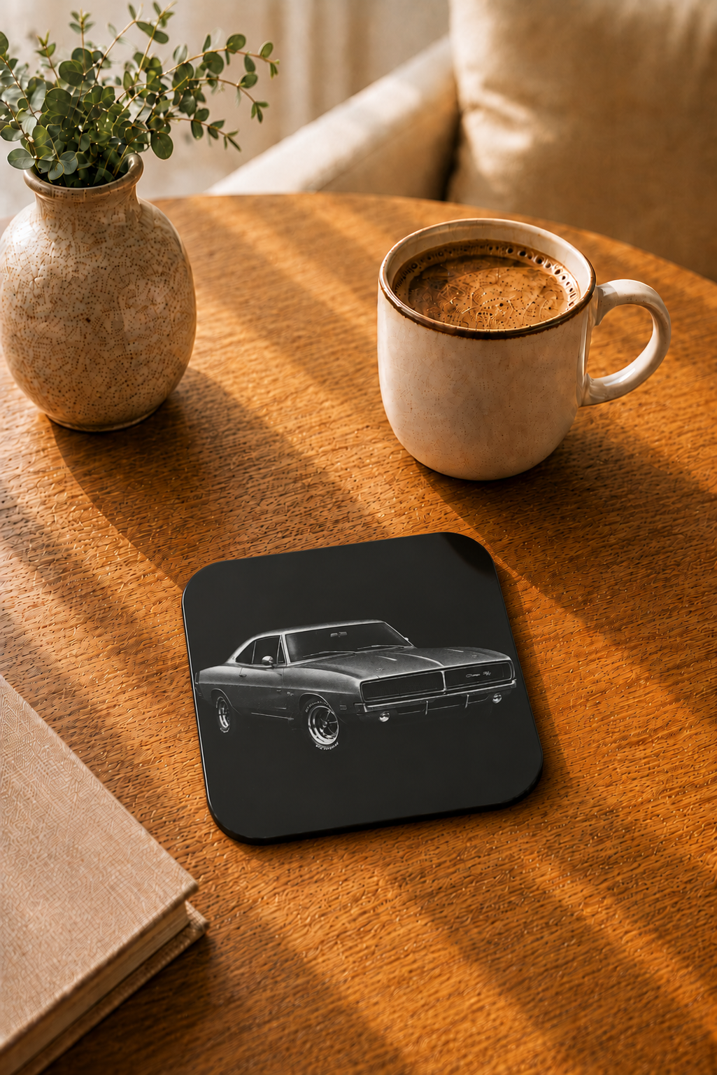 Klasik Amerikan Muscle Car Desenli Bardak Altlığı