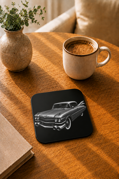 Klasik Amerikan Otomobili Desenli Bardak Altlığı