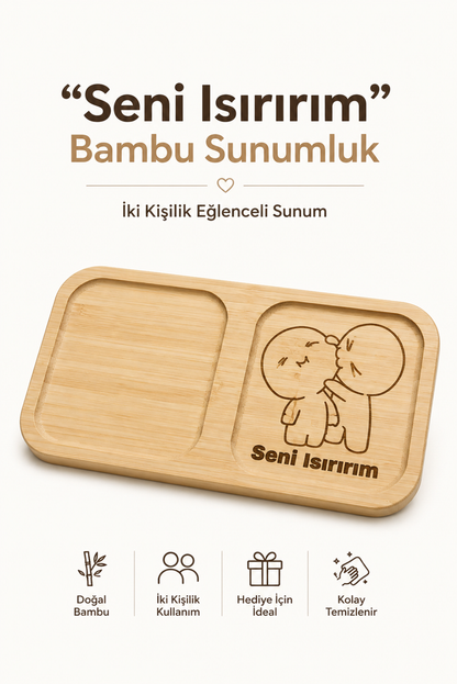 "Seni Isırırım" Yazılı Bambu Kahve Sunumluğu