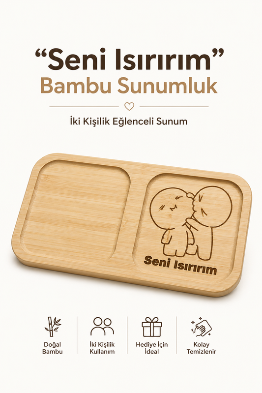 "Seni Isırırım" Yazılı Bambu Kahve Sunumluğu