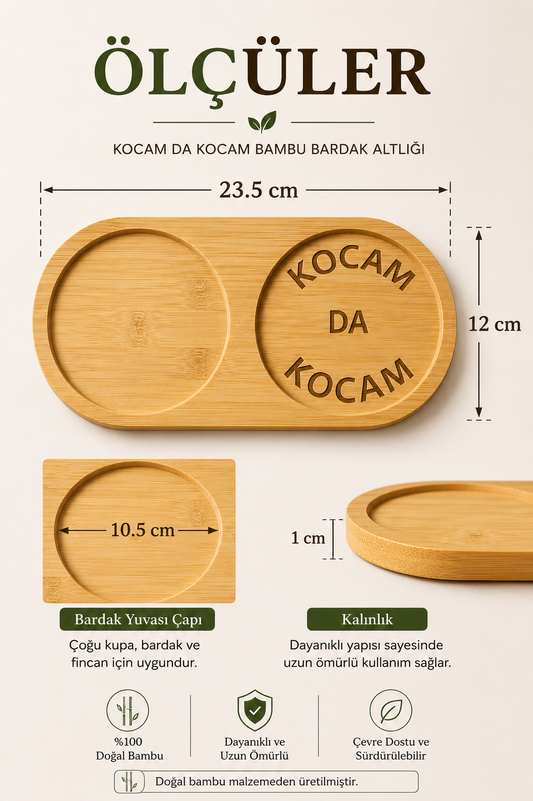"Kocam Da Kocam" Yazılı Bambu Kahve Sunumluğu