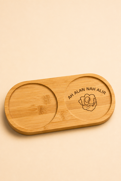 "Ah Alan Nah Alır" Yazılı Bambu Kahve Sunumluğu