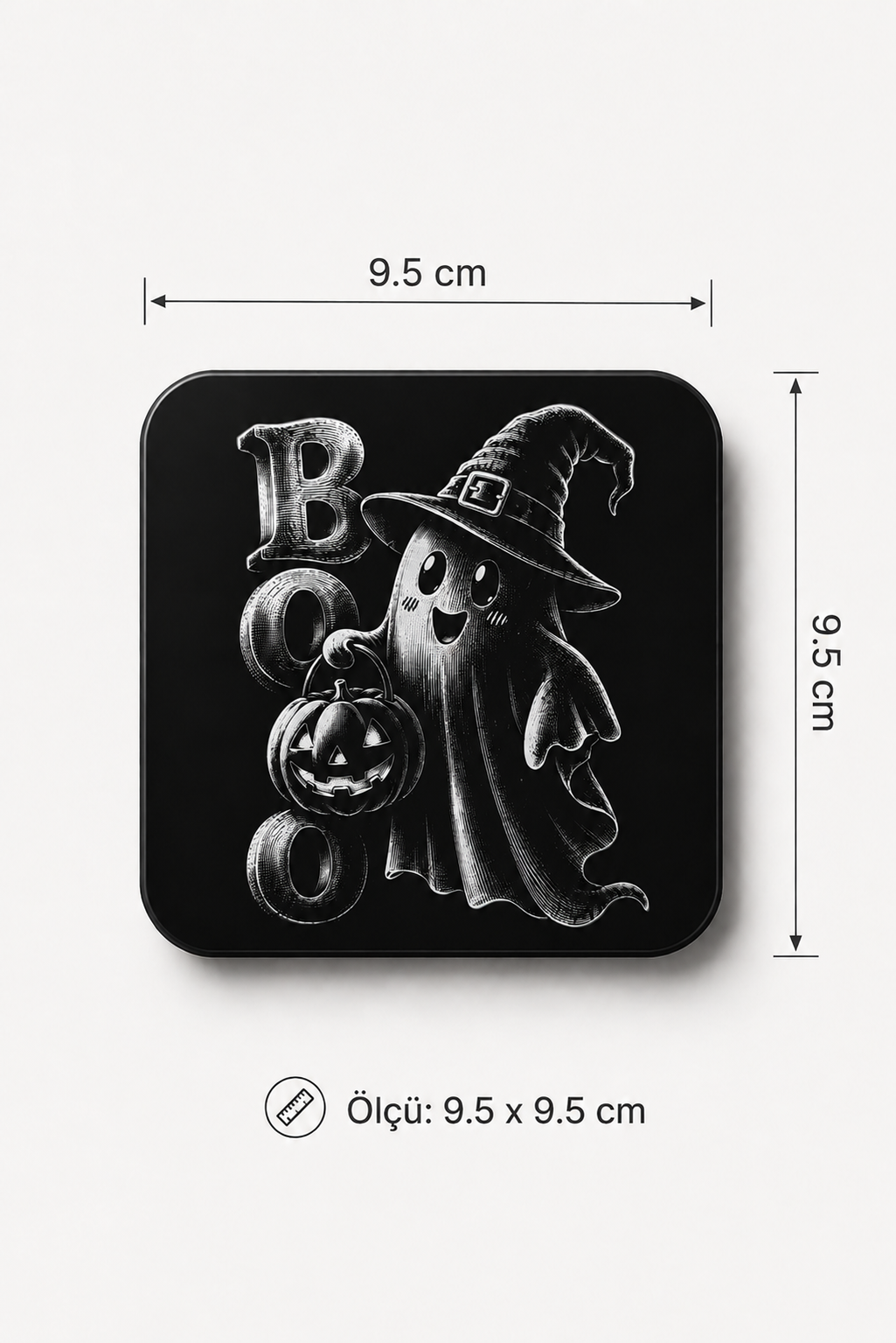 "Boo" Yazılı Cadı Hayalet Bardak Altlığı