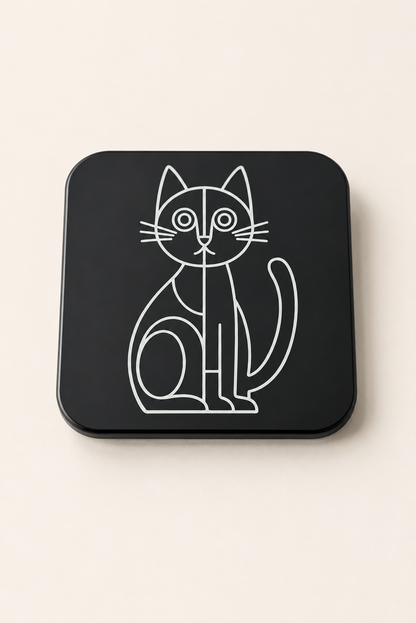 Minimal Kedi Figürlü Bardak Altlığı