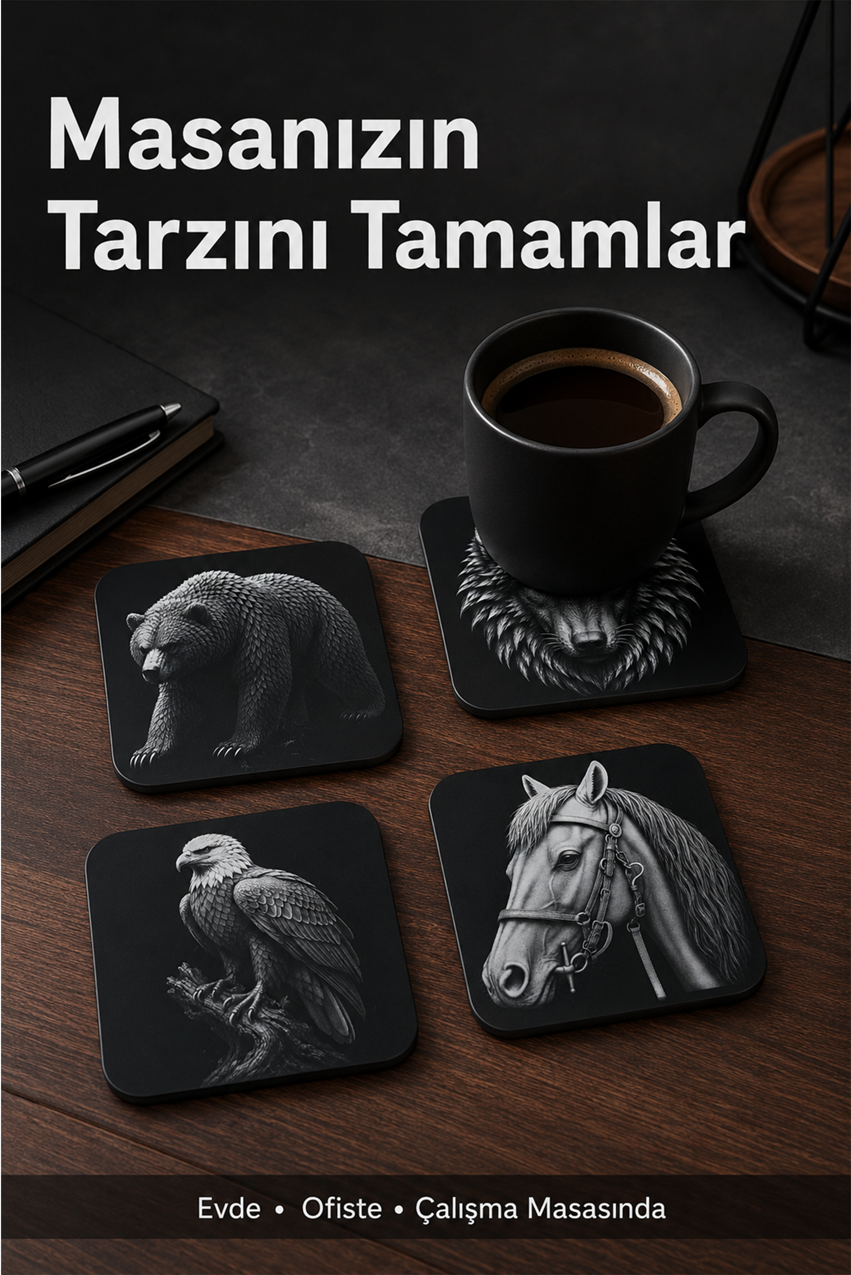 Hayvan Figürlü Bardak Altlığı Seti - 4 Adet