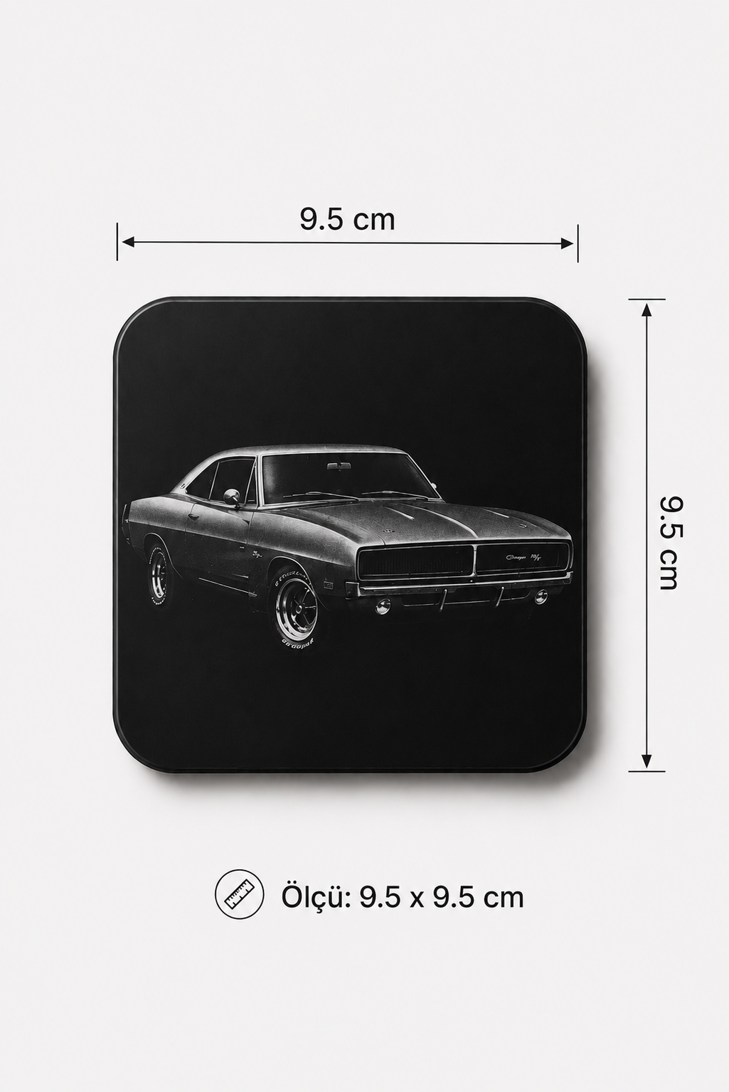 Klasik Amerikan Muscle Car Desenli Bardak Altlığı