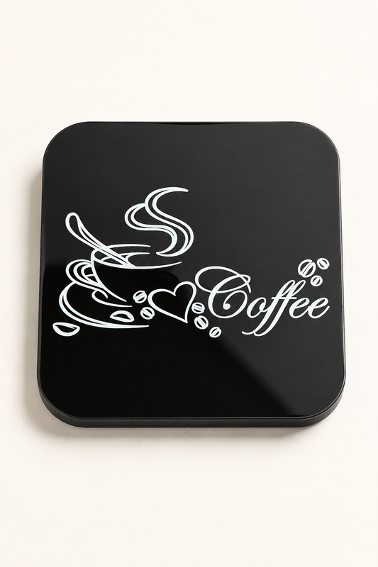 Coffee Yazılı Kalpli Fincan Bardak Altlığı
