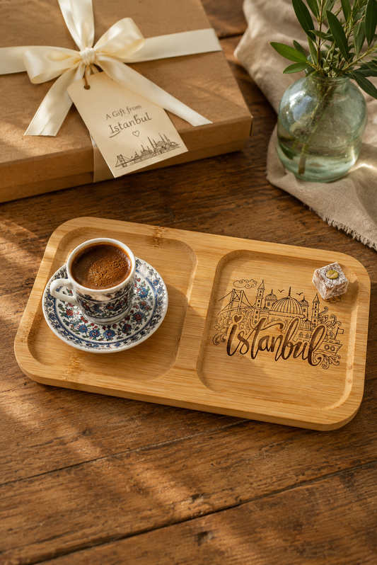 İstanbul Silüetli Bambu Kahve Sunumluğu