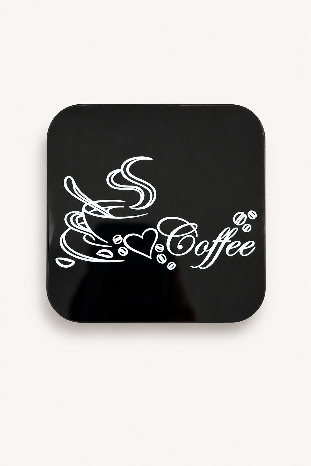 Coffee Yazılı Kalpli Fincan Bardak Altlığı