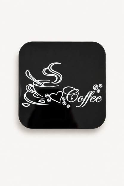 Coffee Yazılı Kalpli Fincan Bardak Altlığı
