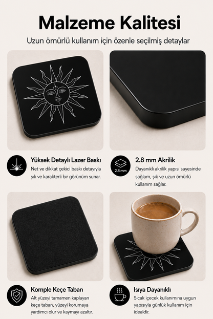 Mistik Güneş Desenli Bardak Altlığı