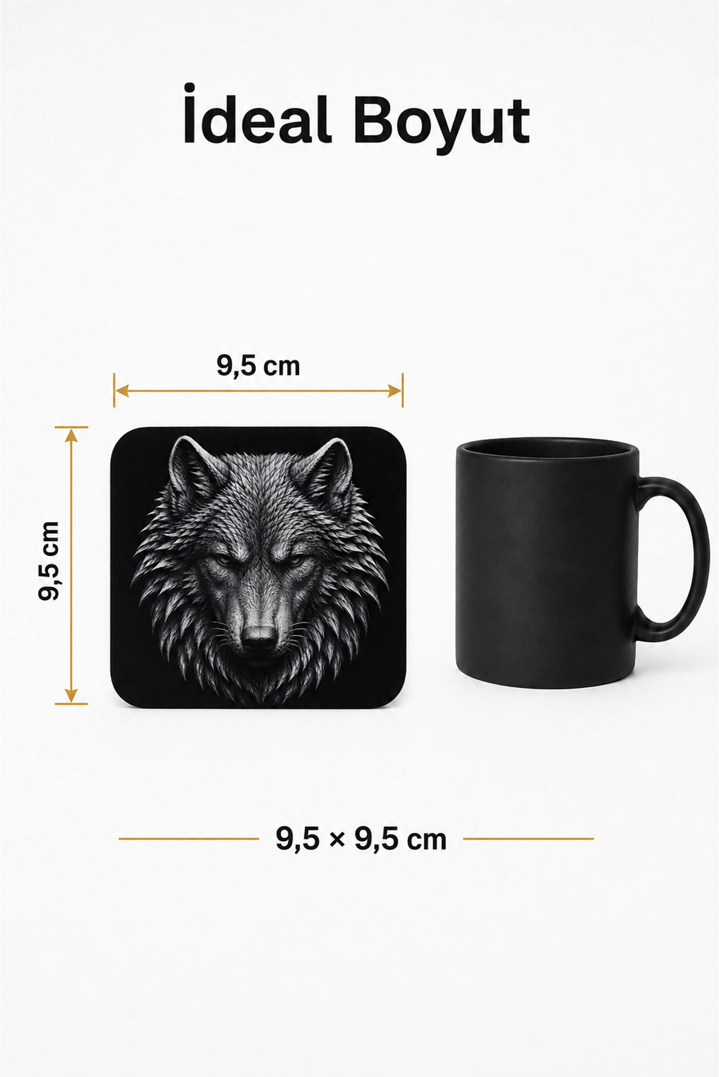 Kurt Figürlü Bardak Altlığı - 4'lü Set