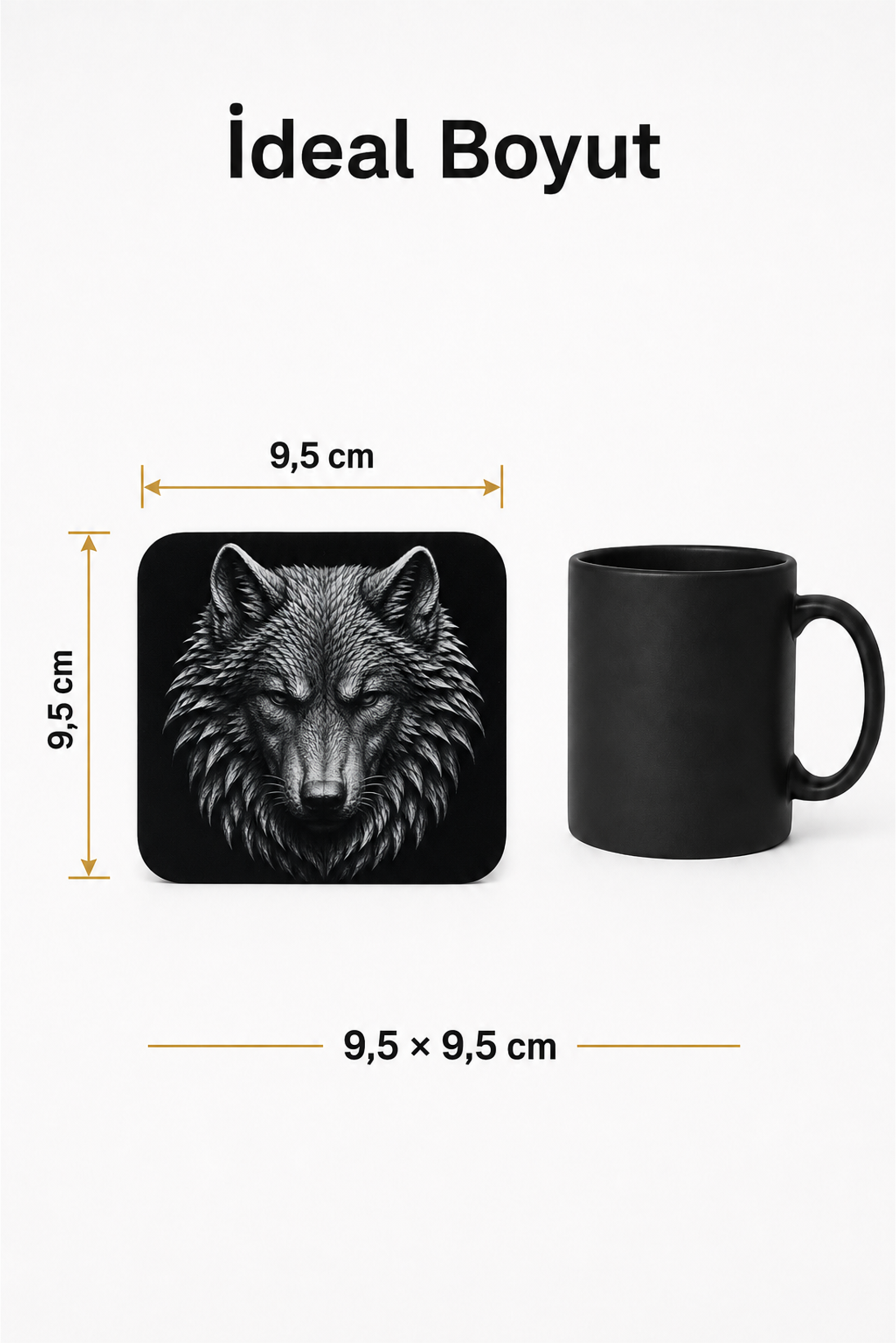 Kurt Figürlü Bardak Altlığı - 4'lü Set
