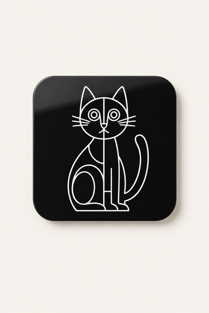 Minimal Kedi Figürlü Bardak Altlığı