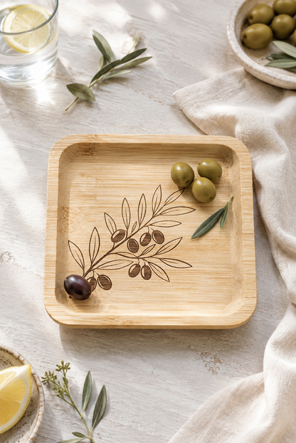 Classic Zeytin Dalı Bambu Meyve Tabağı