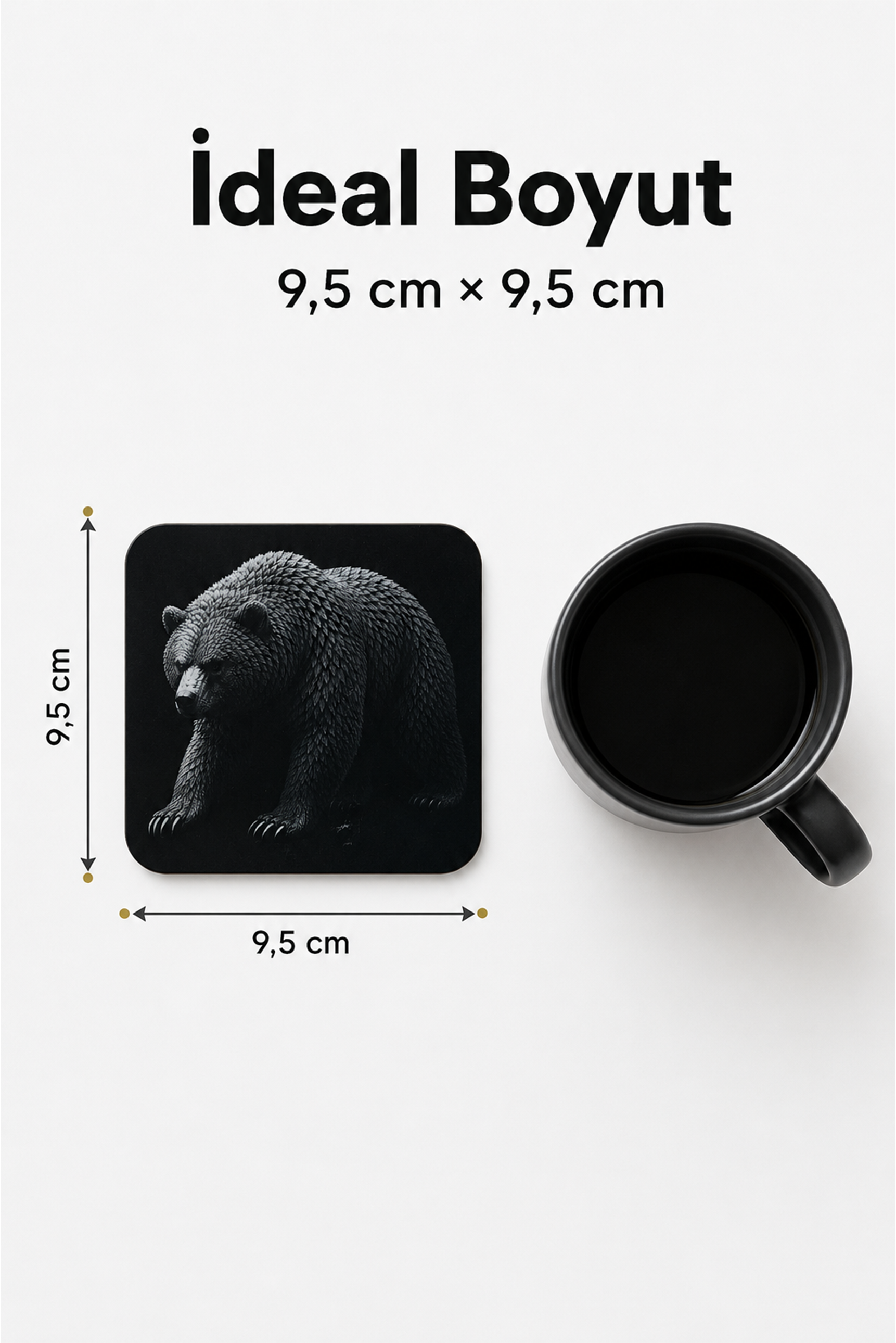 Ayı Figürlü Bardak Altlığı - 4'lü Set