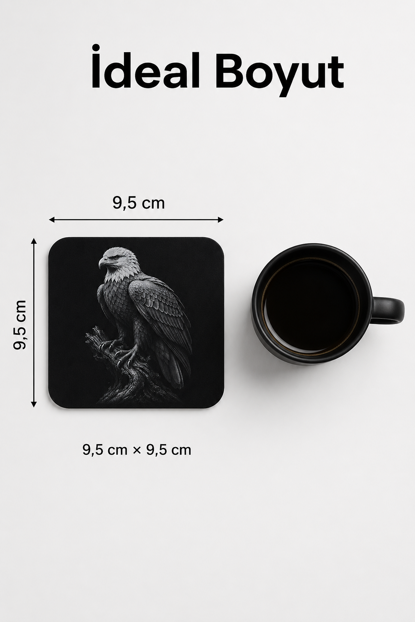 Kartal Figürlü Bardak Altlığı - 4'lü Set