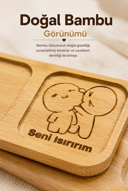 "Seni Isırırım" Yazılı Bambu Kahve Sunumluğu