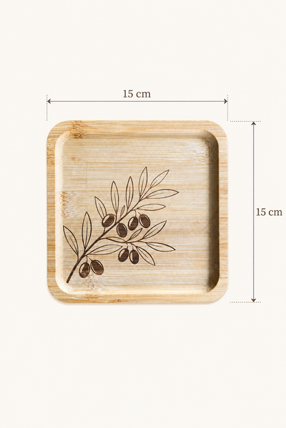 Classic Zeytin Dalı Bambu Meyve Tabağı - 15x15