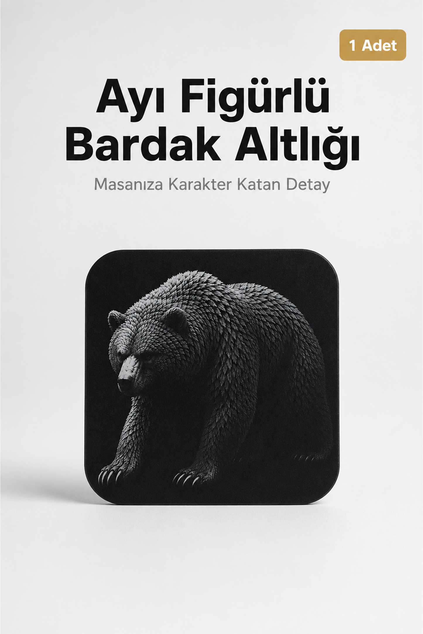 Ayı Figürlü Bardak Altlığı - 1 Adet